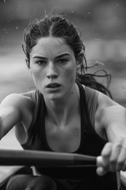 Retrato En Blanco Y Negro De Un Atleta Que Participa En Los Deportes