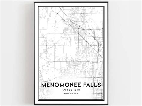 Menomonee Falls Map Print Menomonee Falls Map Poster Wall - Etsy