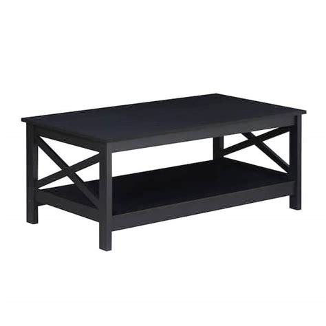 Saint Birch Lambert 43 In Black Oak Rectangle Wood Coffee Table With Shelf Sblt8007ctbo The