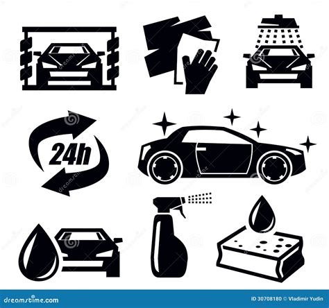 Car Wash Icons Stock Vector Illustration Of Isolated 30708180