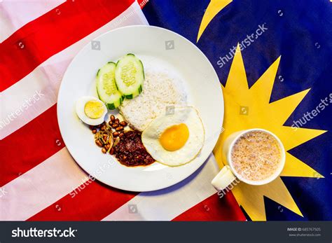 Malaysian Breakfast Nasi Lemak Teh Tarik Stock Photo