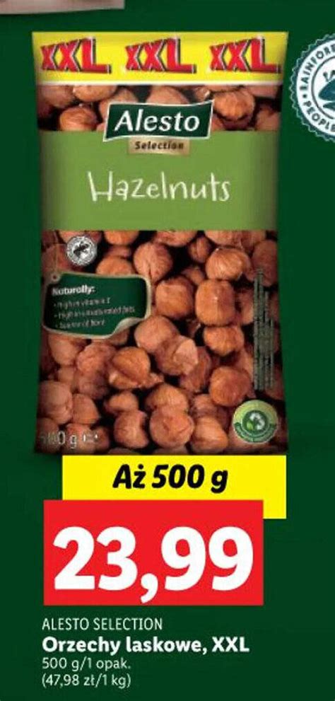 Promocja ALESTO SELECTION Orzechy Laskowe XXL 500 G W Lidl