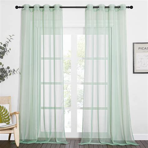 Amazon NICETOWN Sage Green Sheer Curtains 90 Inch Long 2 Panels