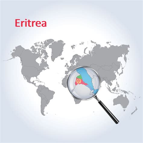 Magnified map Eritrea with the flag of Eritrea enlargement of maps ...