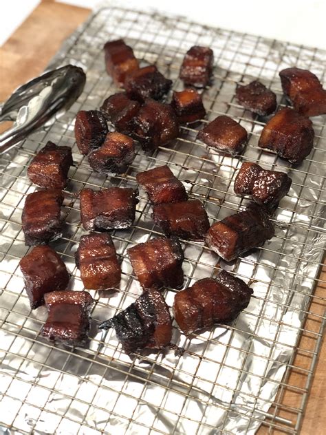 Hot Honey Glazed Pork Belly Burnt Ends Heaven R Traeger