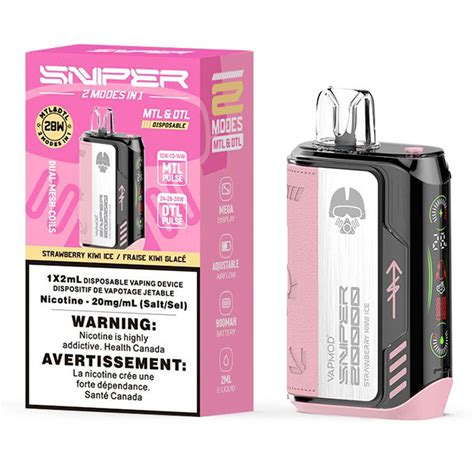 Strawberry Kiwi Ice Sniper 20000 Puffs Disposable Vape Ct 5 By Vapmod