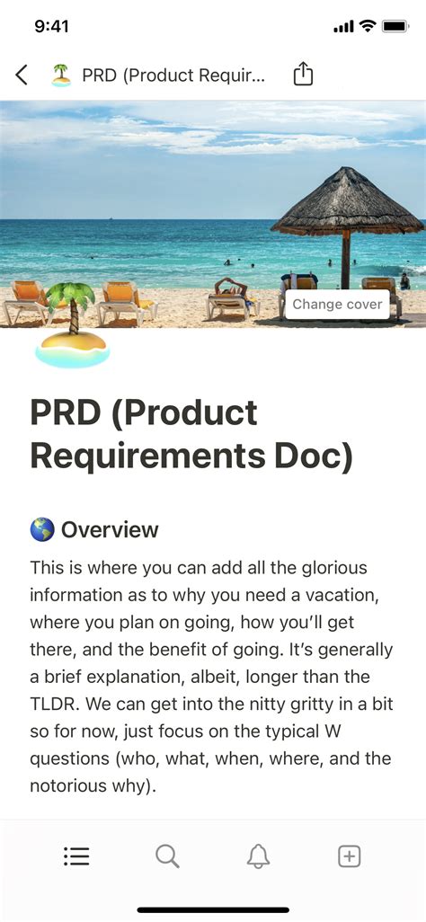 Notion Template Gallery PRD Product Requirements Doc