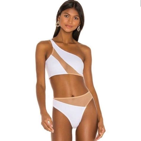 Norma Kamali Swim Norma Kamali Snake Mesh Bikini Set In White And