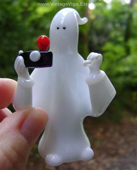 Vintage Ghost Hand Blown Glass Halloween White Sheet Ghost Cameras Photographers Rare Unique