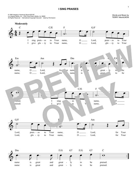 Terry Macalmon I Sing Praises Sheet Music