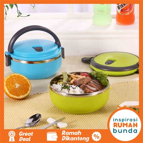 Jual Lunch Box Rantang Susun Stainless Steel Bulat Kotak Makan Bekal