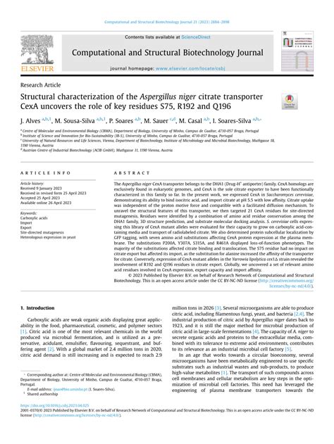 PDF Structural Characterization Of The Aspergillus Niger Citrate