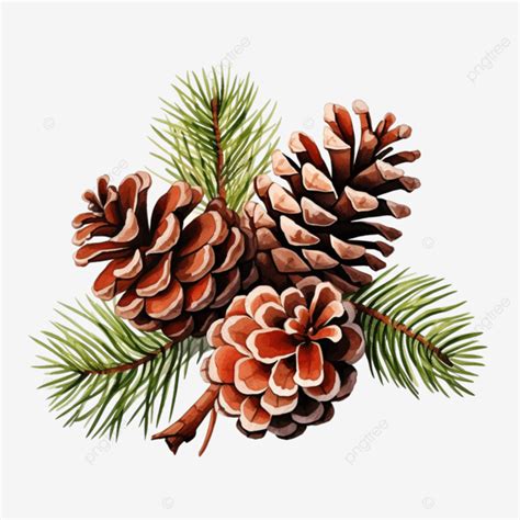 Merry Christmas Card With Pine Cones Hand Drawn Illustration, Christmas ...