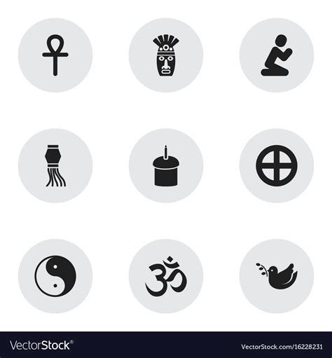 Set of 9 editable faith icons includes symbols Vector Image