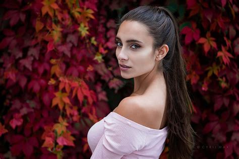 Hd Wallpaper Women Model Pavlina Brunette 500px Looking At Viewer Blue Eyes Wallpaper Flare