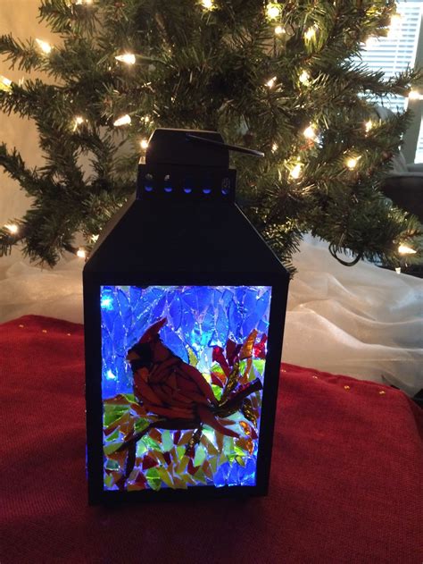 Mosaic Cardinal Lantern Garden Lantern Stained Glass Mosaic Etsy