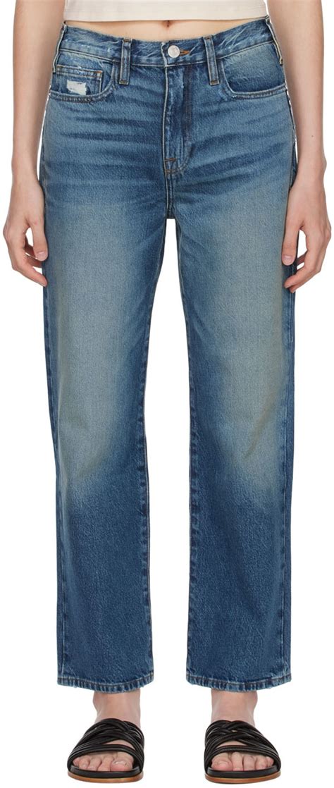 Frame Blue Le Jane Crop Jeans Ssense Uk