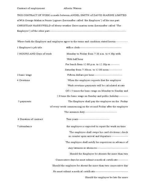 Contract of Employment | PDF | Employment | Overtime