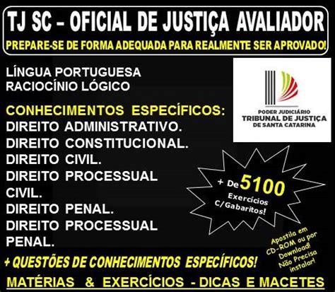 Apostila Tj Sc Oficial De Justi A Avaliador Teoria