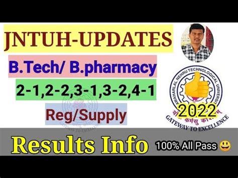 Jntuh Results Updates L Jntuh B Tech B Pharm Regular Supply