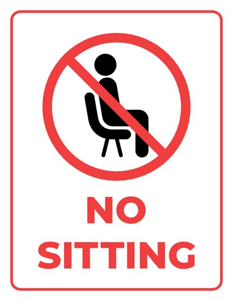 Printable No Sitting Sign