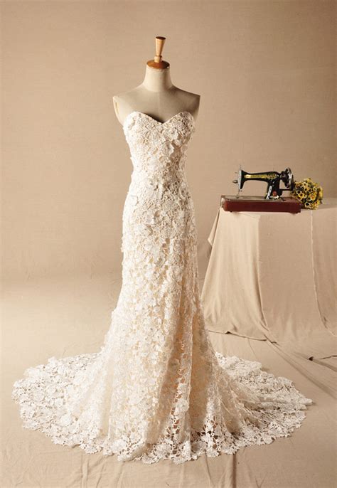 Romantic Sweetheart Venice Lace Slim Lace Wedding Dress Bridal Dress