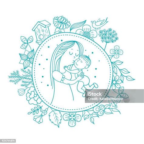 ibu  anaknya ilustrasi vektor linear ilustrasi stok