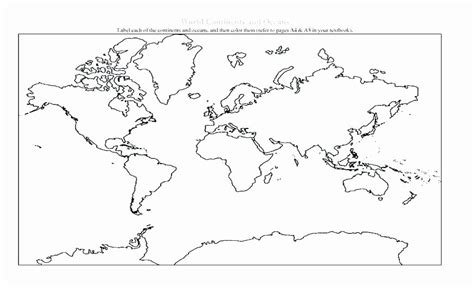 Label Continents and Oceans Printable Continent Map Coloring Sheet ...