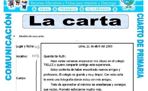 La Carta Y Sus Partes Para Segundo Grado De Primaria Bonito Para Imprimir Ayamx