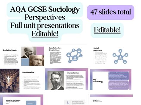 New Aqa Gcse Sociology Sociological Perspectives Full Unit Editable