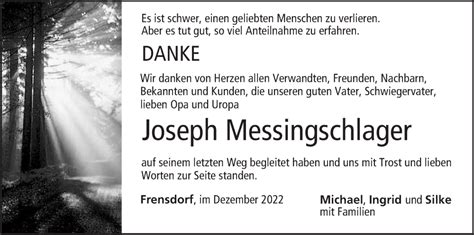 Joseph Messingschlager Traueranzeige Trauer Infranken De