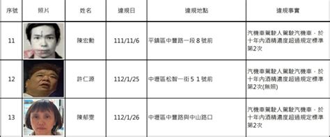 桃園酒駕累犯 13 姓名、照片、違規地點曝