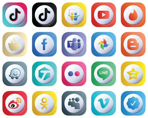 20 Cute 3D Gradient Social Media Icons for Popular Brands such as ...