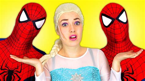 Spiderman Vs Spiderman With Frozen Elsa And Superman Fun Superhero