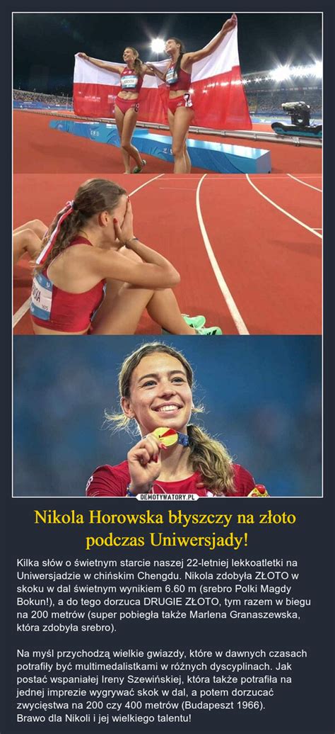 Nikola Horowska B Yszczy Na Z Oto Podczas Uniwersjady Demotywatory Pl