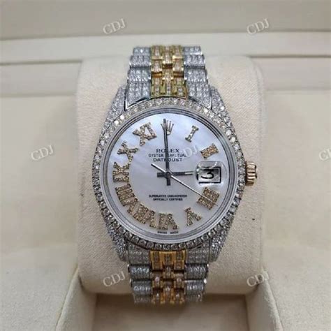 Vvs Moissanite Diamond Mm Two Tone Iced Out White Dial Men S Hip Hop