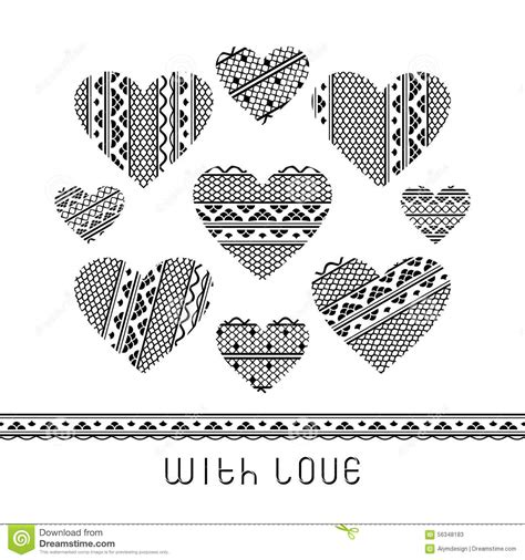 Set Of Lace Hearts Stock Vector Illustration Of Element