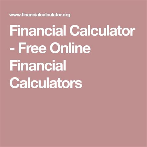 Financial Calculator - Free Online Financial Calculators | Financial ...