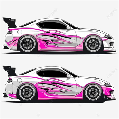 Pink White Sporty Car Decal Stickers, Sporty, Sports, Car PNG ...