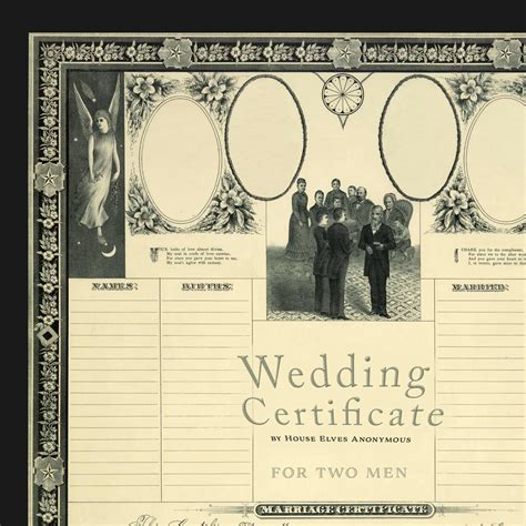 Gay Marriage Certificate For Two Men Love Or Two People Wearing Suits Gender Neutral Printed