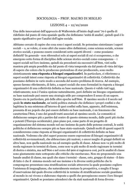 Sociologia Lezione Sociologia Prof Mauro Di Meglio Lezione