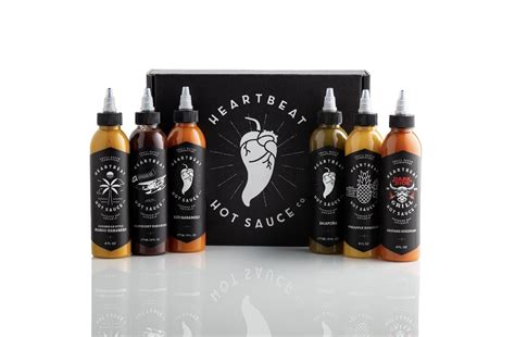 Heartbeat Hot Sauce T Box Set 6 Bottles 6oz Each Pineapple Habanero Red