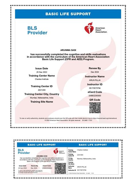 BLS ACLS PALS Sample Certificates