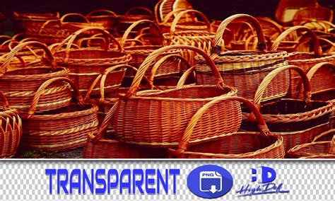 Many Wicker Baskets Are Stacked Together On The Ground With Text That