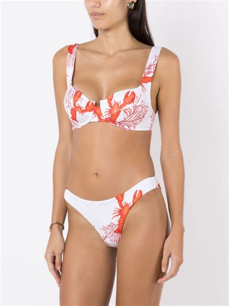 Brigitte Sea Life Print Bikini Set Red Farfetch