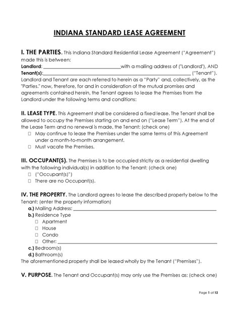 Free Standard Residential Lease Agreement Templates