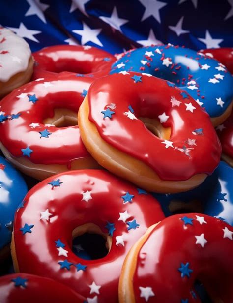 Premium Photo An Assortment Of Donuts With Patriotic Themes