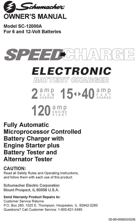 Schumacher Sc 12000a Speedcharge Owner S Manual Pdf Download Manualslib