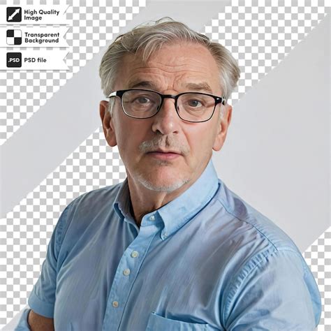 Retrato Psd De Un Hombre Con Gafas En Fondo Transparente Con Capa De