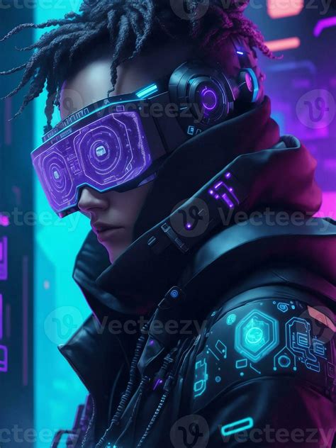 Cyberpunk Hacker In A Futuristic Generative Ai Illustration 28667949